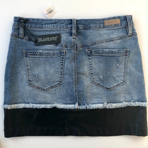 Blank NYC Denim & Faux Leather Mini Skirt NWT - Picture 6 of 7